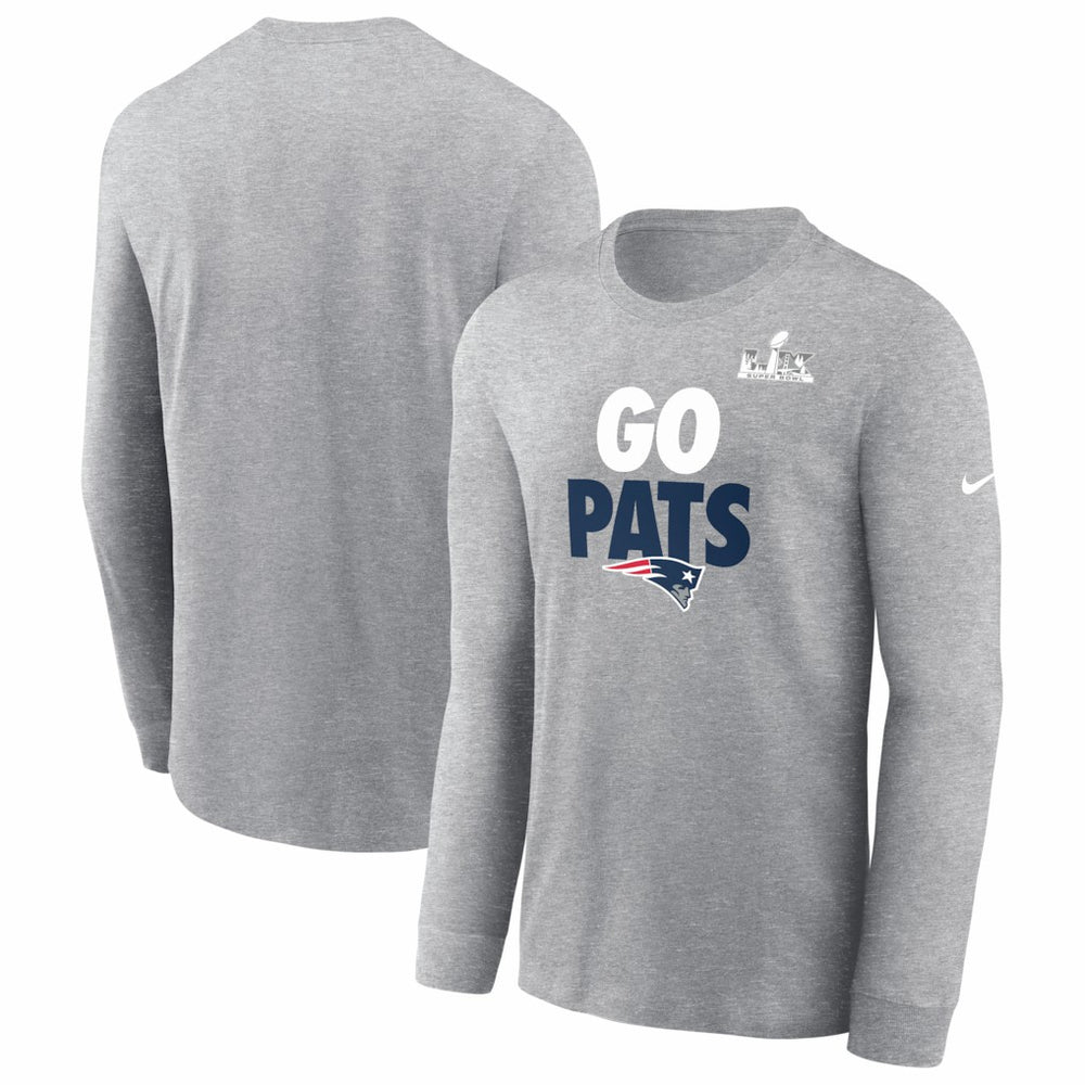 New England Patriots Super Bowl LX Fast As Fast Gets Long Sleeve T-Shirt - Heather Gray T-shirts