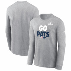 New England Patriots Super Bowl LX Fast As Fast Gets Long Sleeve T-Shirt - Heather Gray T-shirts