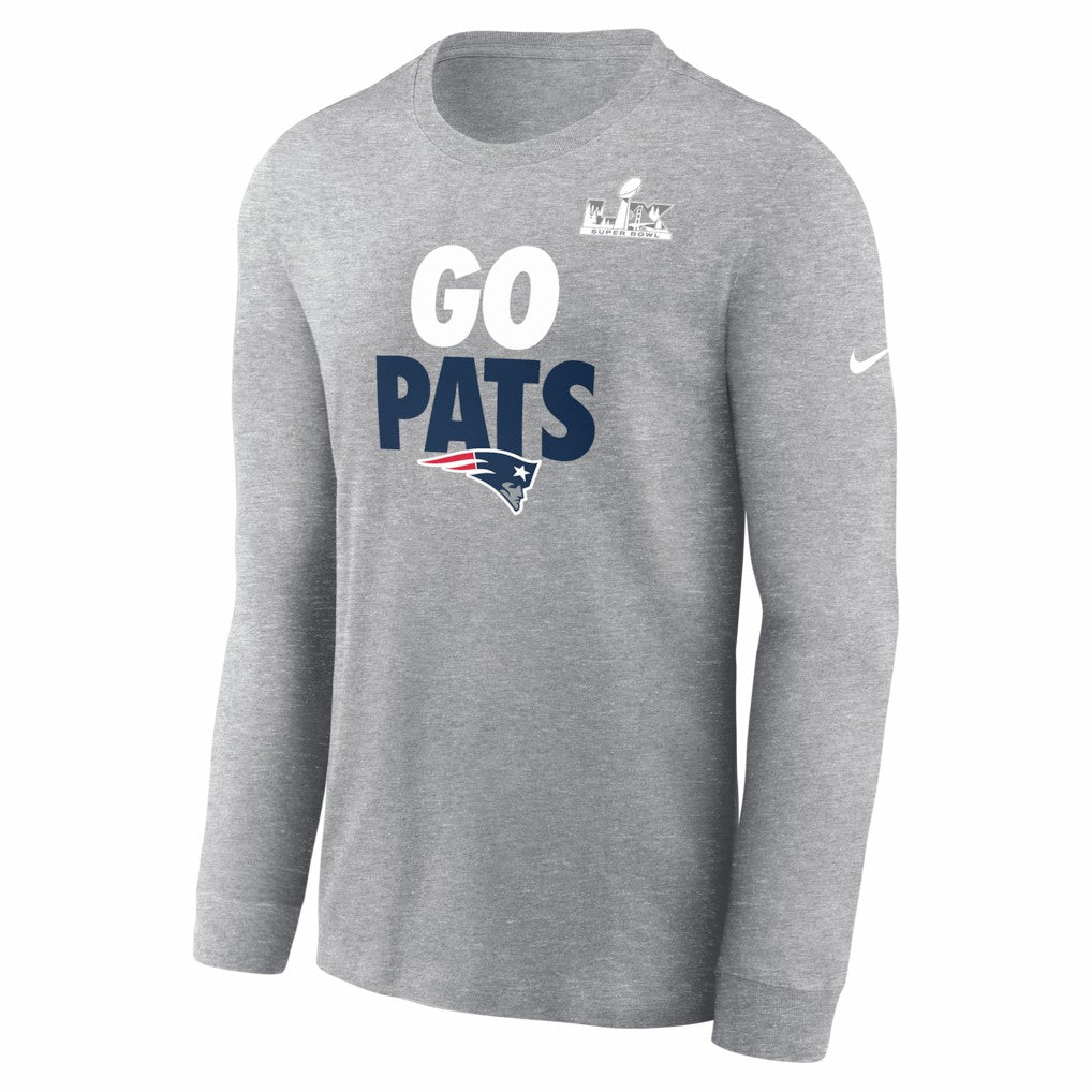 New England Patriots Super Bowl LX Fast As Fast Gets Long Sleeve T-Shirt - Heather Gray T-shirts