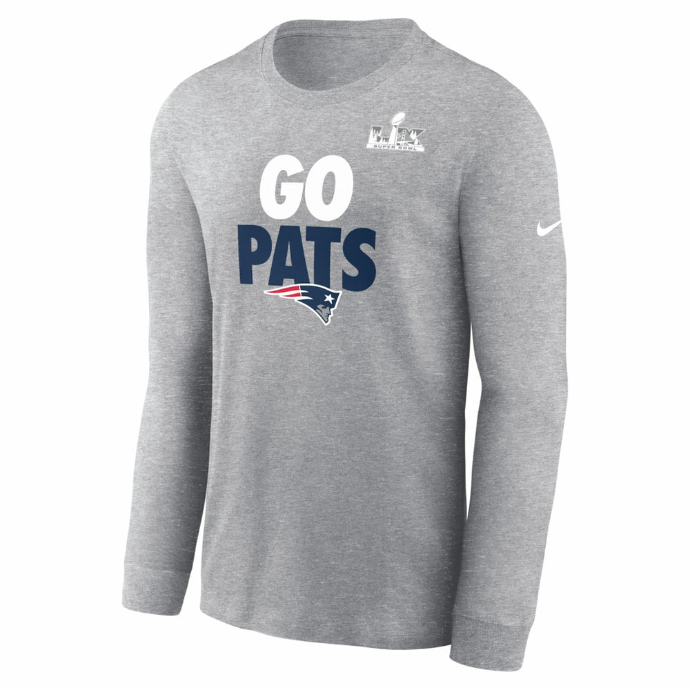 New England Patriots Super Bowl LX Fast As Fast Gets Long Sleeve T-Shirt - Heather Gray T-shirts