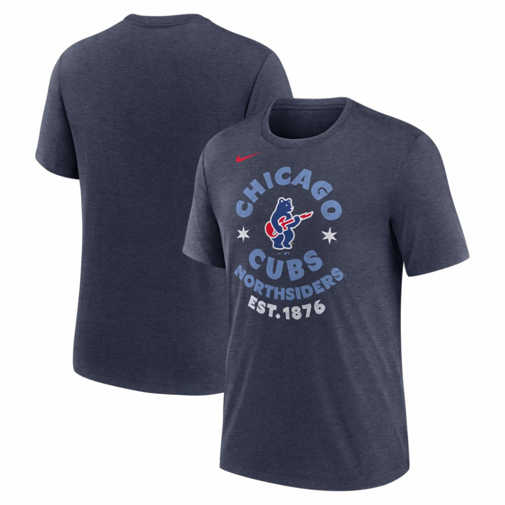 Chicago Cubs Nike Electric Bear Tri-Blend T-Shirt - Heather Navy T-shirts