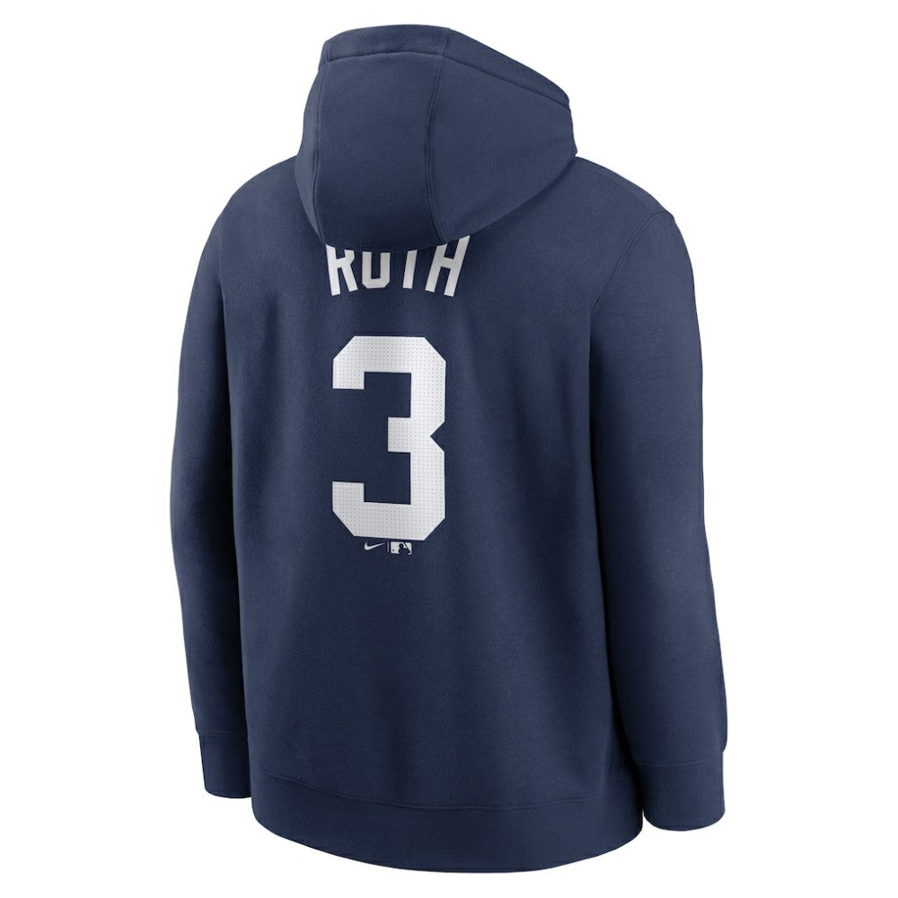 Babe Ruth New York Yankees Nike Retired Player Name & Number Club Pullover Hoodie - Navy Hoodies