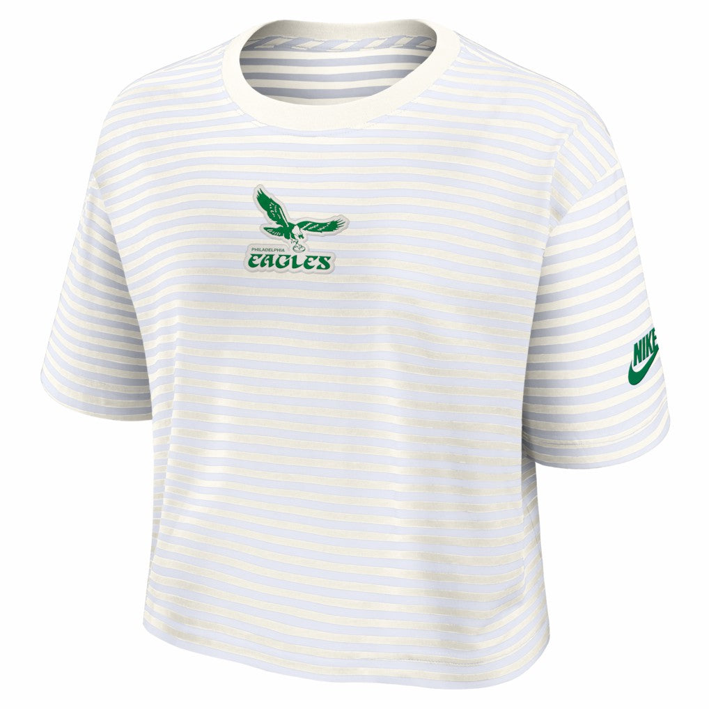 Philadelphia Eagles Women's Striped Cropped T-Shirt - Yellow/Cream T-shirts