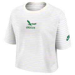 Philadelphia Eagles Women's Striped Cropped T-Shirt - Yellow/Cream T-shirts