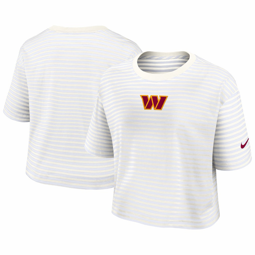 Washington Commanders Women's Striped Cropped T-Shirt - Yellow/Cream T-shirts
