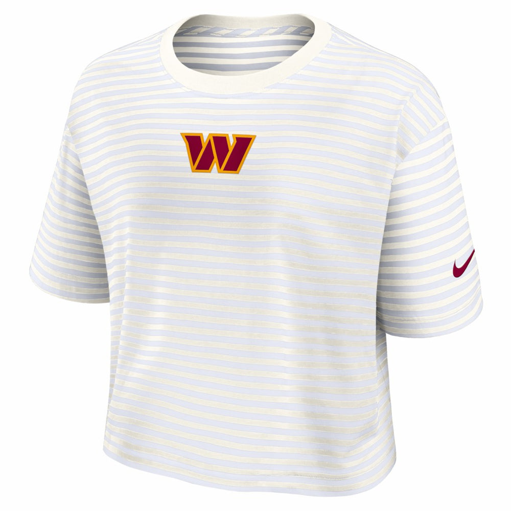 Washington Commanders Women's Striped Cropped T-Shirt - Yellow/Cream T-shirts