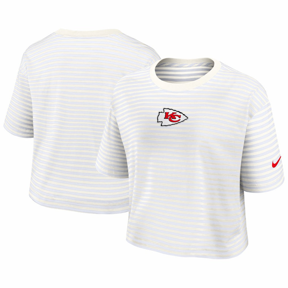 Kansas City Chiefs Women's Striped Cropped T-Shirt - Yellow/Cream T-shirts