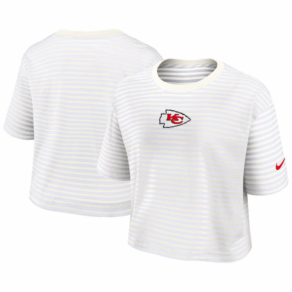 Kansas City Chiefs Women's Striped Cropped T-Shirt - Yellow/Cream T-shirts