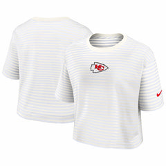 Kansas City Chiefs Women's Striped Cropped T-Shirt - Yellow/Cream T-shirts