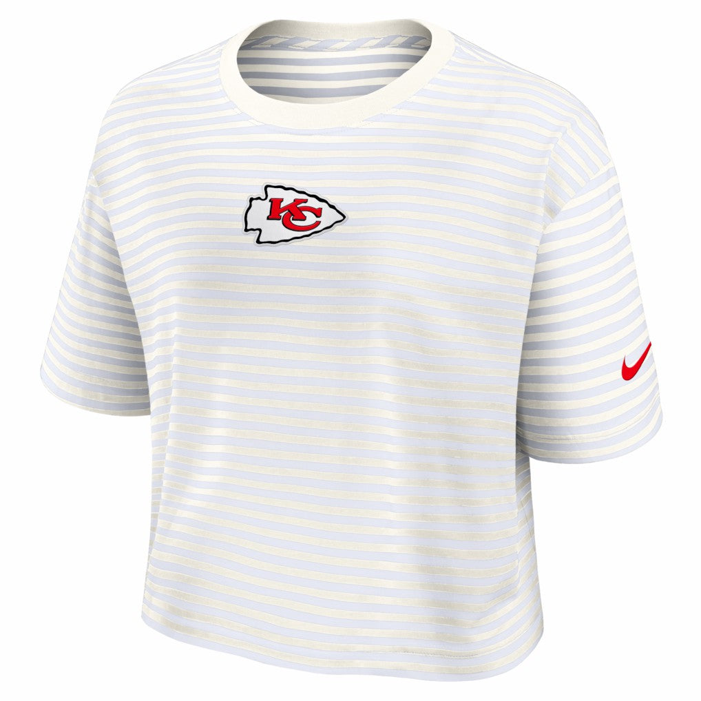 Kansas City Chiefs Women's Striped Cropped T-Shirt - Yellow/Cream T-shirts