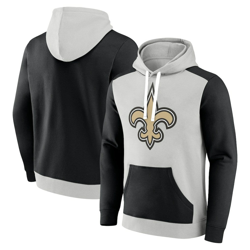 New Orleans Saints Big & Tall Team Fleece Pullover Hoodie - Silver/Black Hoodies