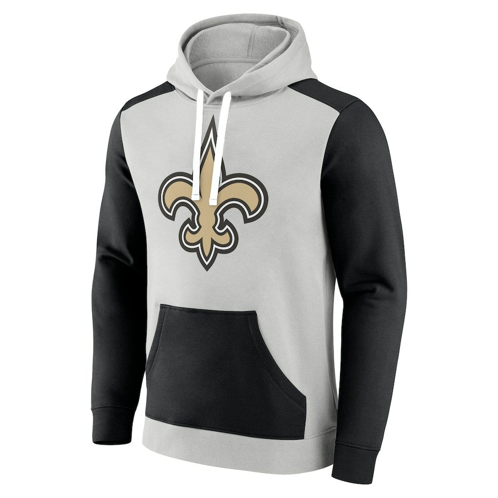 New Orleans Saints Big & Tall Team Fleece Pullover Hoodie - Silver/Black Hoodies