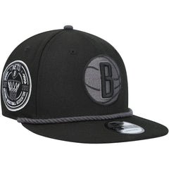 Brooklyn Nets Back Laurels 9FIFTY Snapback Hat Black - New Era