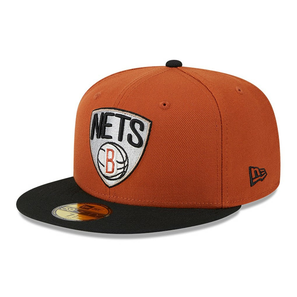 Brooklyn Nets Two-Tone 59FIFTY Fitted Hat Rust/Black - New Era