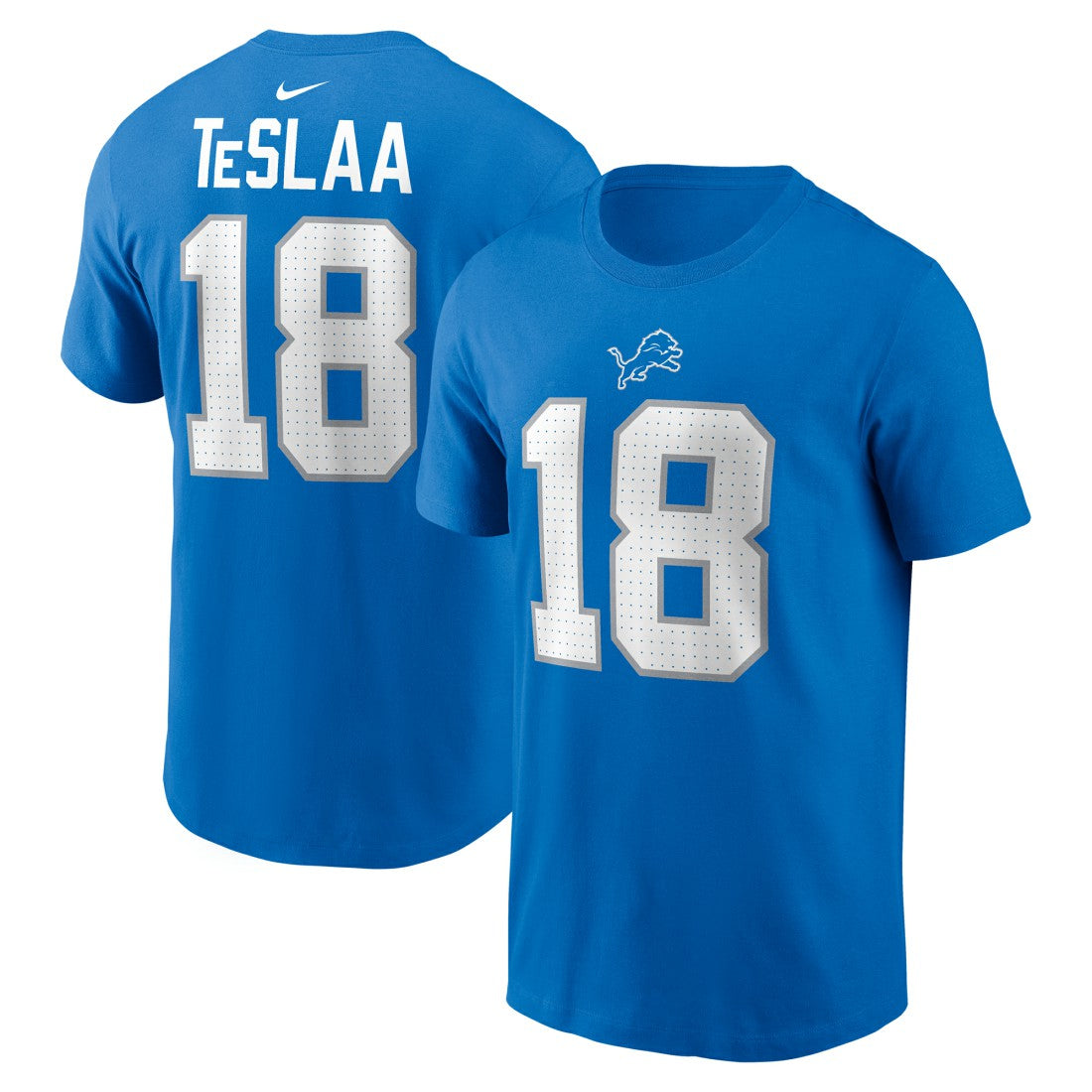 Isaac TeSlaa Detroit Lions Name & Number T-Shirt - Blue T-shirts