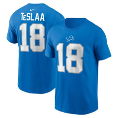 Isaac TeSlaa Detroit Lions Name & Number T-Shirt - Blue T-shirts