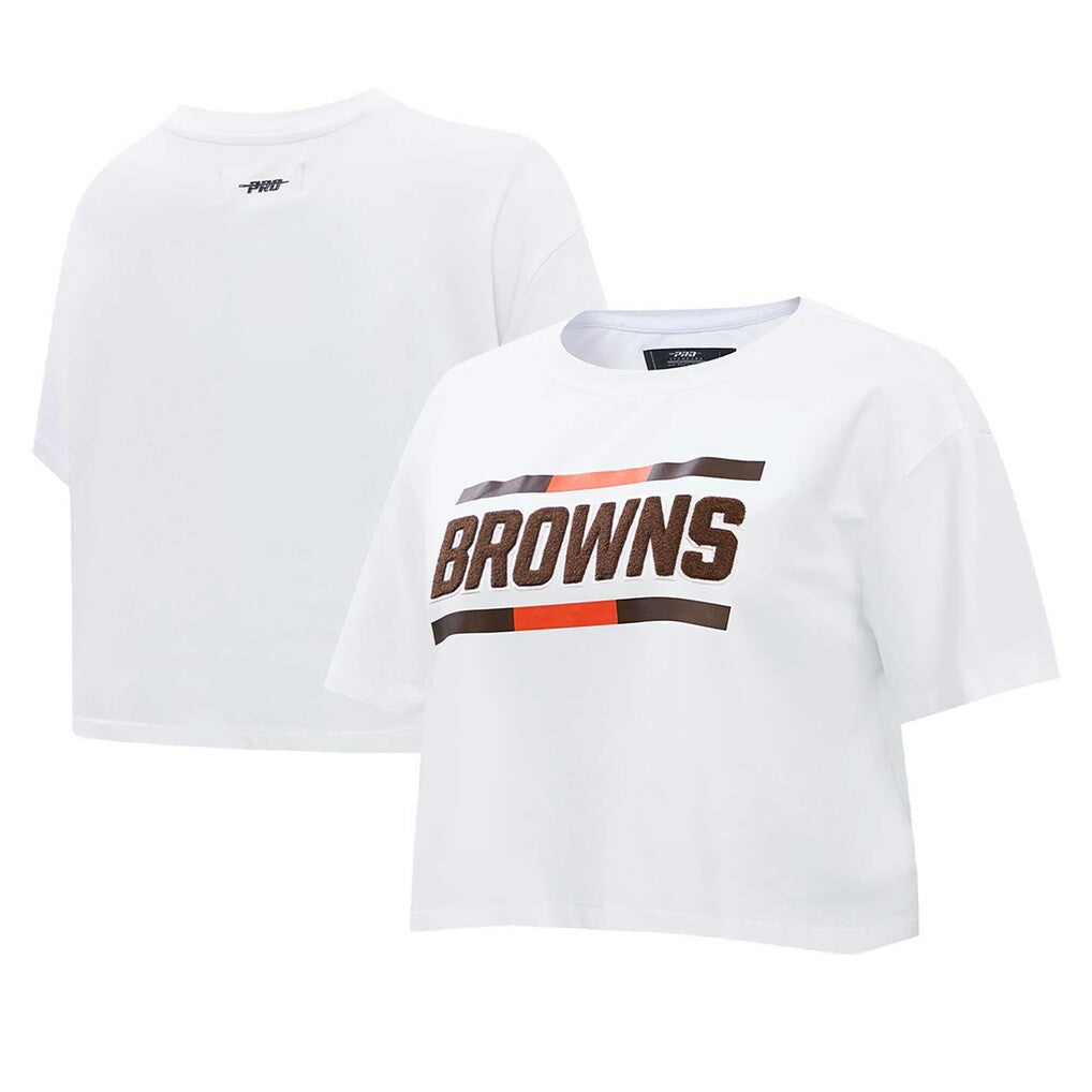 Cleveland Browns Pro Standard Women's New Helmet Capsule Cropped T-Shirt - White T-shirts