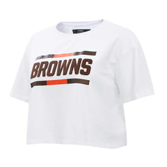 Cleveland Browns Pro Standard Women's New Helmet Capsule Cropped T-Shirt - White T-shirts