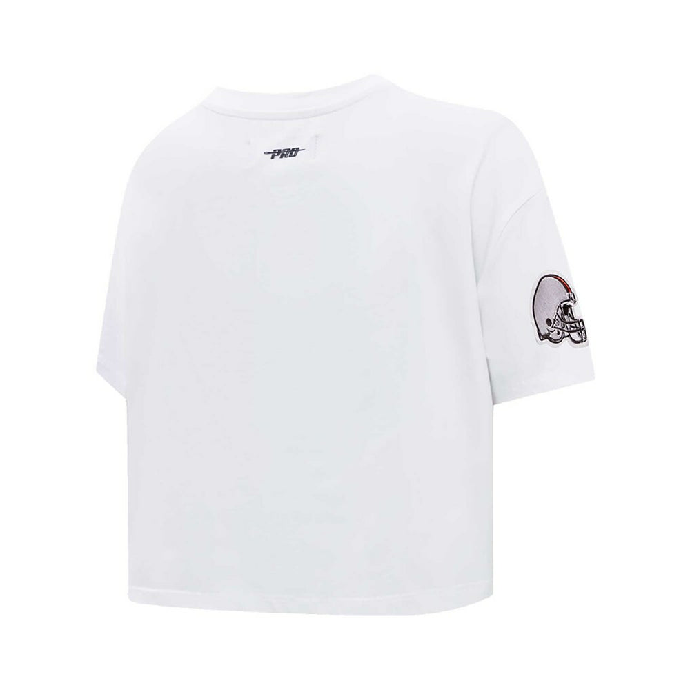 Cleveland Browns Pro Standard Women's New Helmet Capsule Cropped T-Shirt - White T-shirts