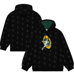 Green Bay Packers Allover Print Fleece Pullover Hoodie - Black Hoodies
