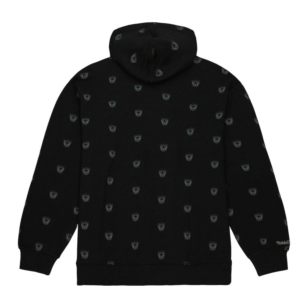 Las Vegas Raiders Allover Print Fleece Pullover Hoodie - Black Hoodies