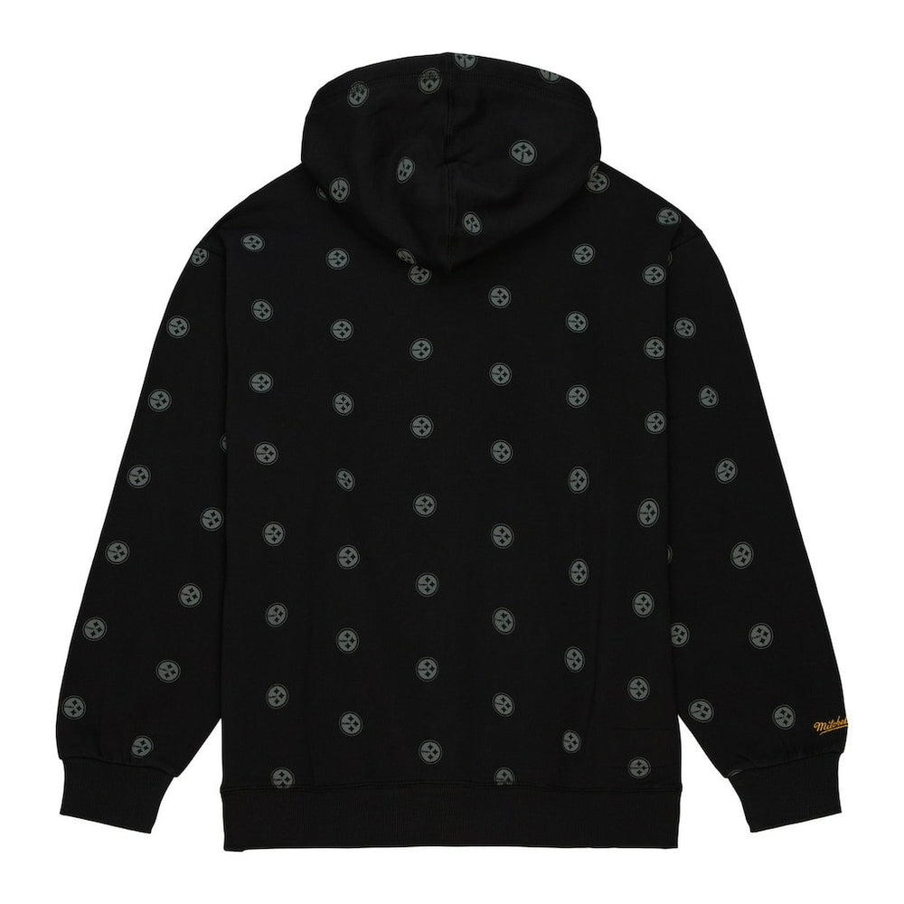 Pittsburgh Steelers Allover Print Fleece Pullover Hoodie - Black Hoodies