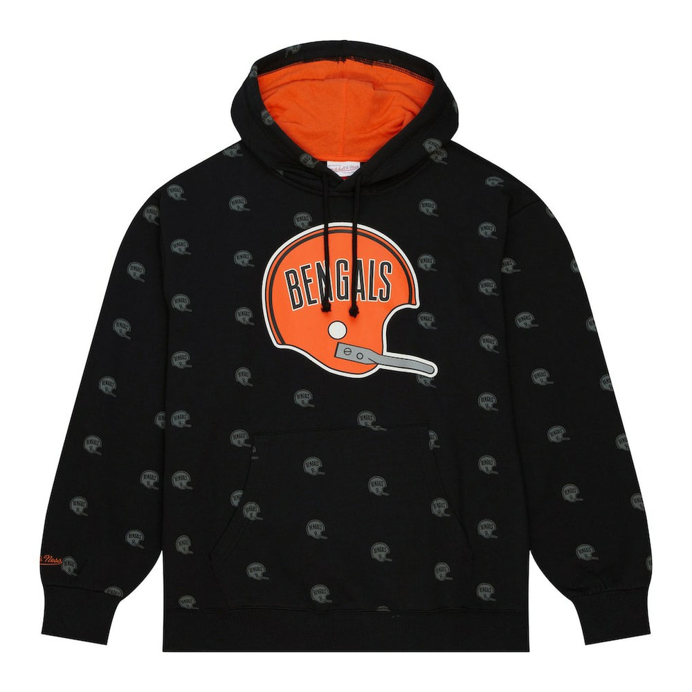 Cincinnati Bengals Allover Print Fleece Pullover Hoodie - Black Hoodies