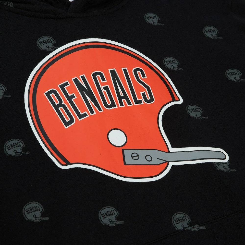 Cincinnati Bengals Allover Print Fleece Pullover Hoodie - Black Hoodies