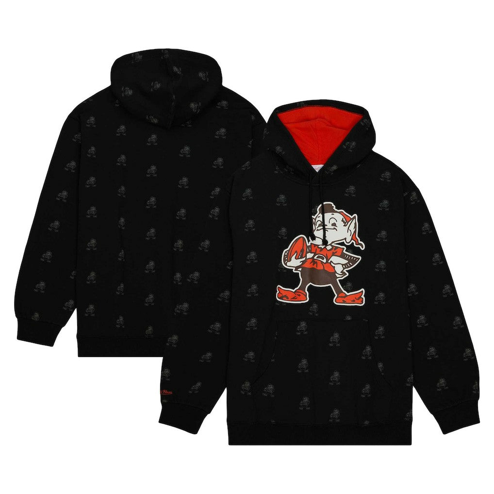 Cleveland Browns Allover Print Fleece Pullover Hoodie - Black Hoodies