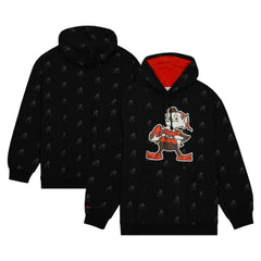 Cleveland Browns Allover Print Fleece Pullover Hoodie - Black Hoodies