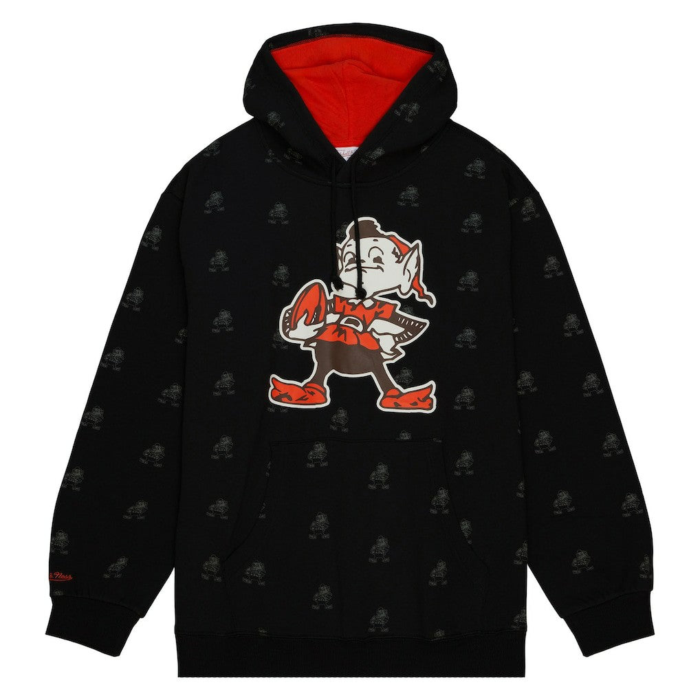 Cleveland Browns Allover Print Fleece Pullover Hoodie - Black Hoodies