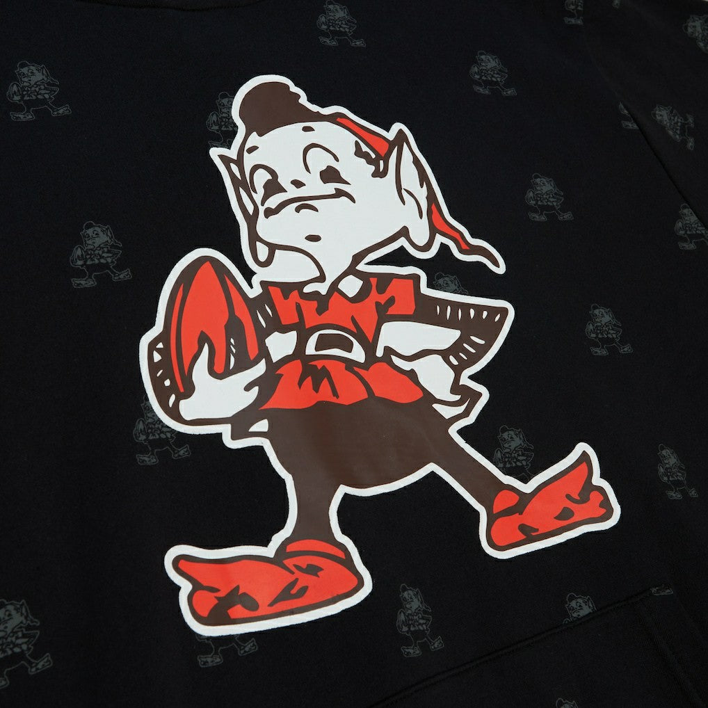 Cleveland Browns Allover Print Fleece Pullover Hoodie - Black Hoodies