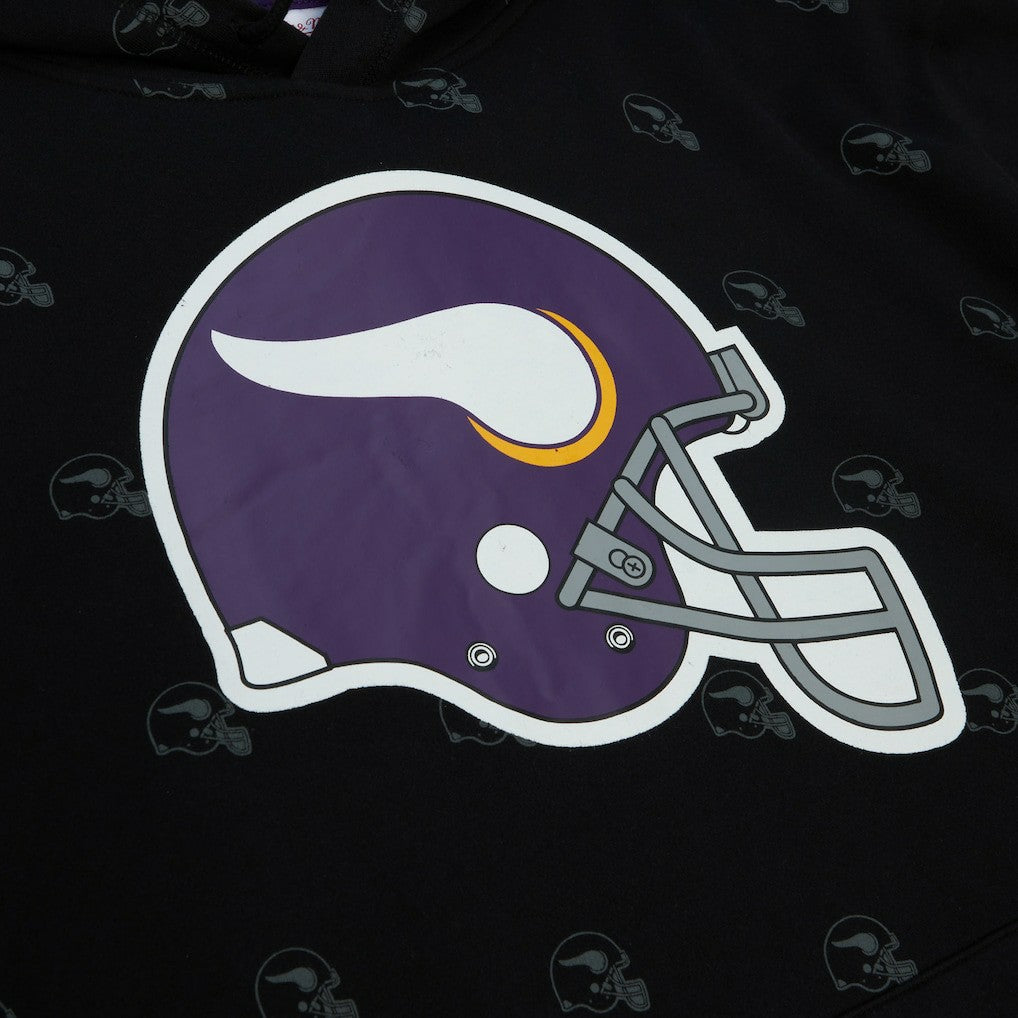Minnesota Vikings Allover Print Fleece Pullover Hoodie - Black Hoodies