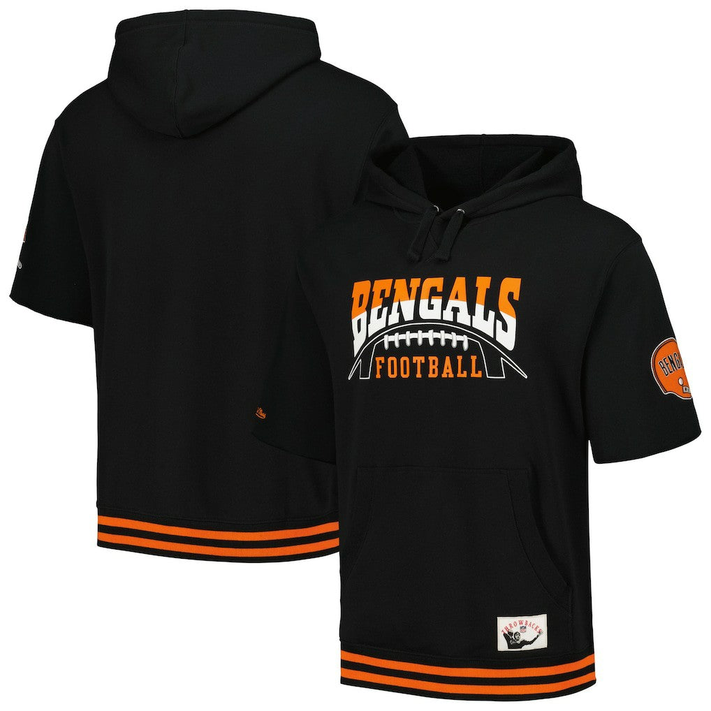 Cincinnati Bengals Pre-Game Short Sleeve Pullover Hoodie - Black Hoodies