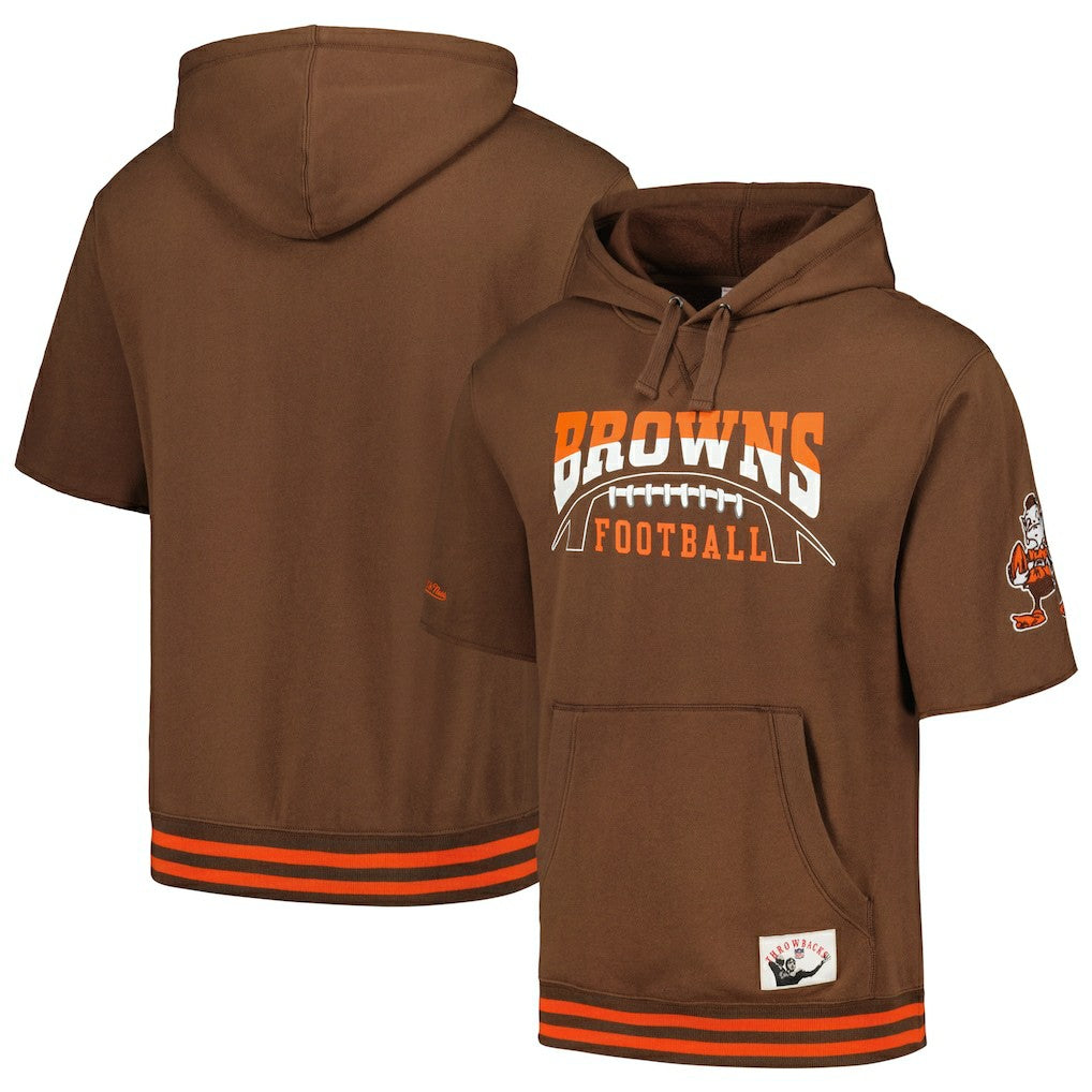 Cleveland Browns Pre-Game Short Sleeve Pullover Hoodie - Brown Hoodies
