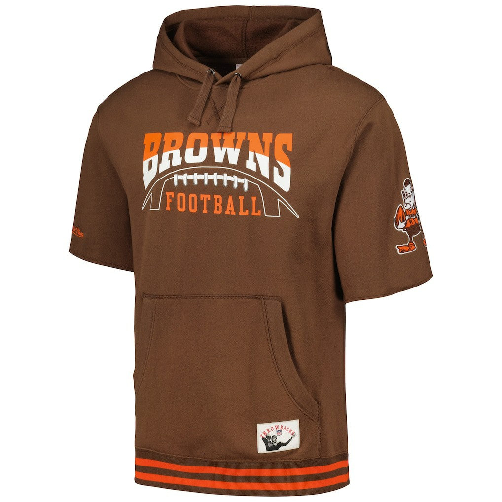 Cleveland Browns Pre-Game Short Sleeve Pullover Hoodie - Brown Hoodies
