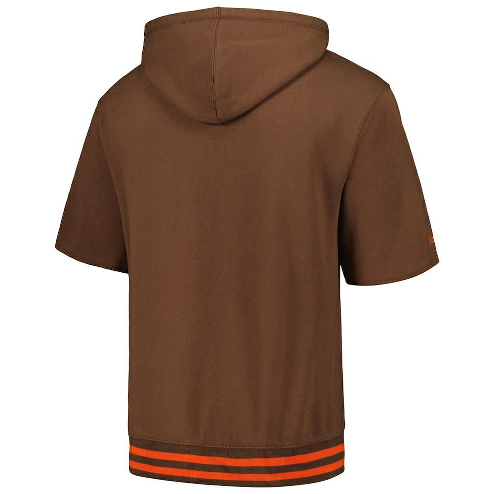 Cleveland Browns Pre-Game Short Sleeve Pullover Hoodie - Brown Hoodies