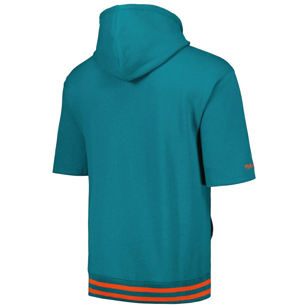 Miami Dolphins Pre-Game Short Sleeve Pullover Hoodie - Aqua Hoodies