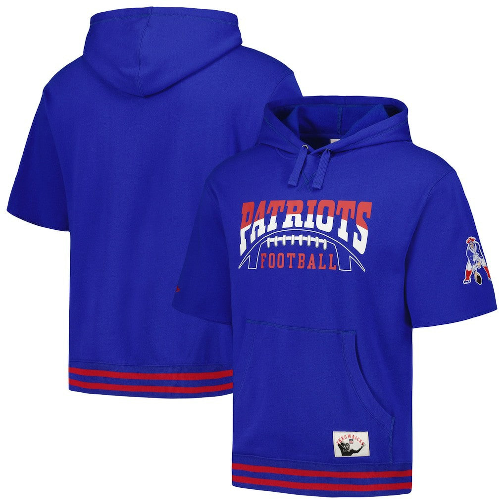 New England Patriots Pre-Game Short Sleeve Pullover Hoodie - Royal Hoodies
