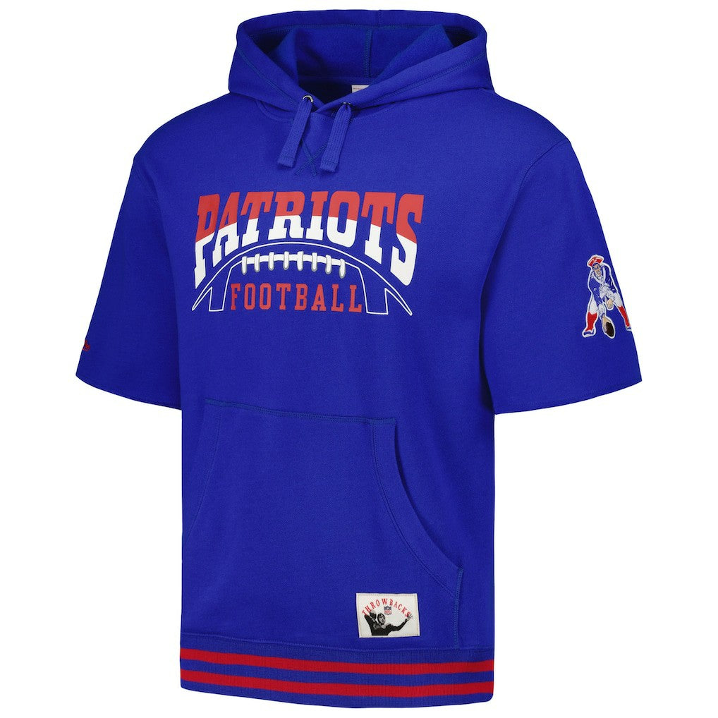 New England Patriots Pre-Game Short Sleeve Pullover Hoodie - Royal Hoodies