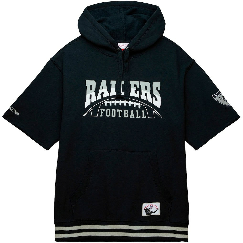 Las Vegas Raiders Pre-Game Short Sleeve Pullover Hoodie - Black Hoodies