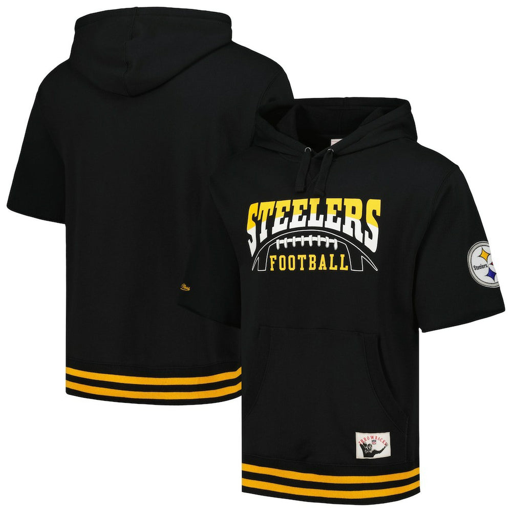 Pittsburgh Steelers Pre-Game Short Sleeve Pullover Hoodie - Black Hoodies