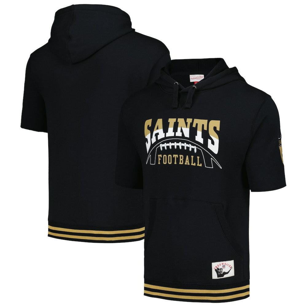 New Orleans Saints Pre-Game Short Sleeve Pullover Hoodie - Black Hoodies