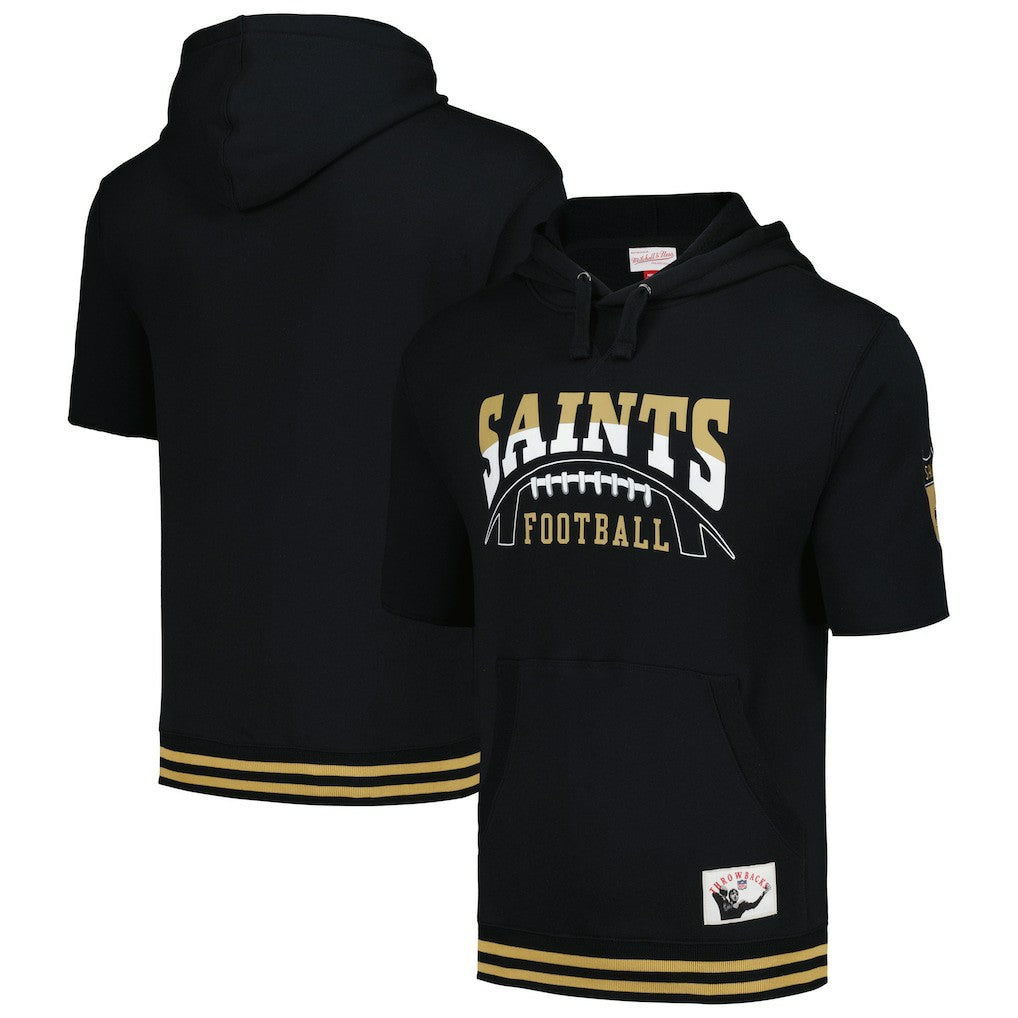 New Orleans Saints Pre-Game Short Sleeve Pullover Hoodie - Black Hoodies