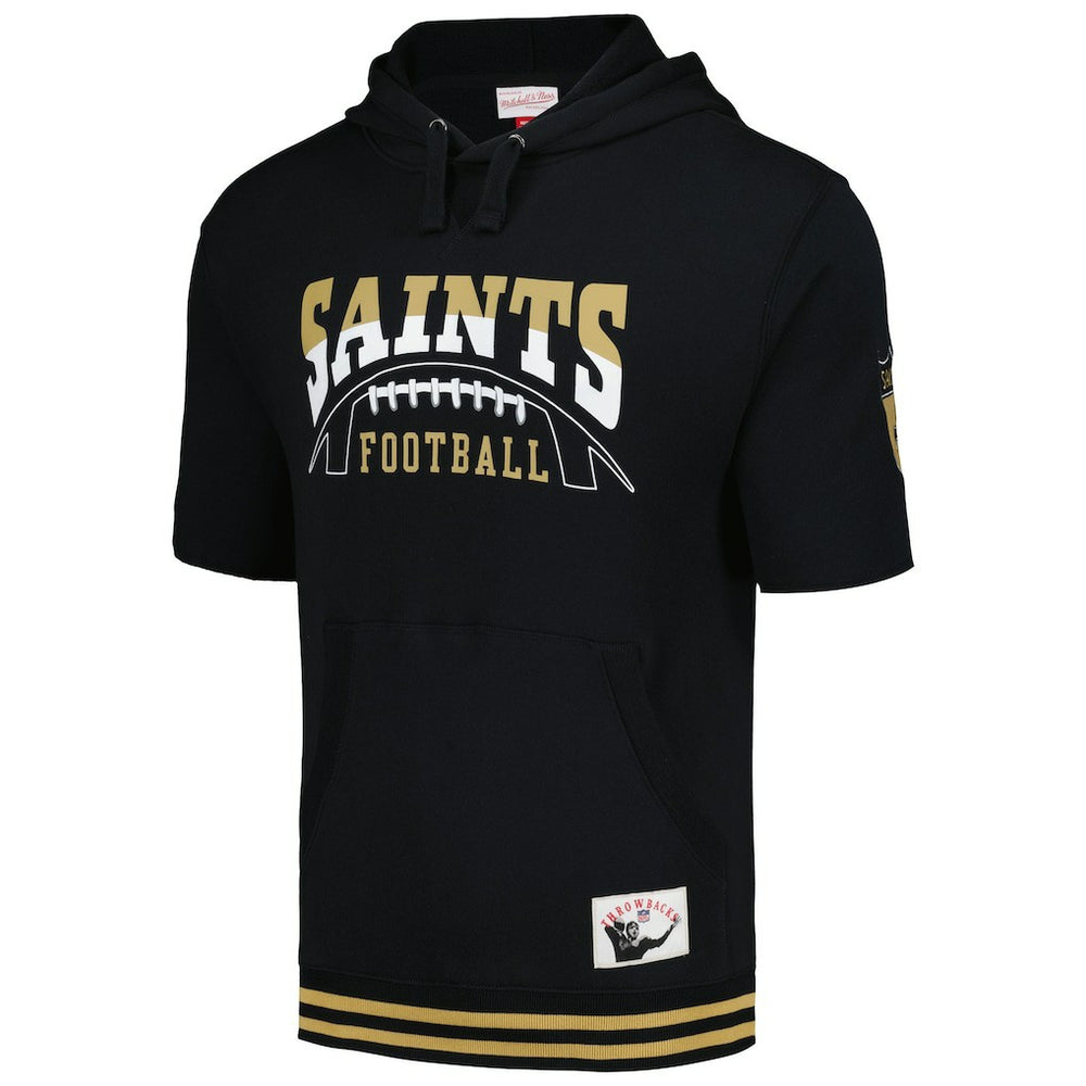 New Orleans Saints Pre-Game Short Sleeve Pullover Hoodie - Black Hoodies