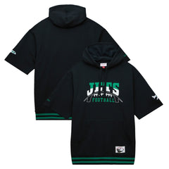 New York Jets Pre-Game Short Sleeve Pullover Hoodie - Black Hoodies