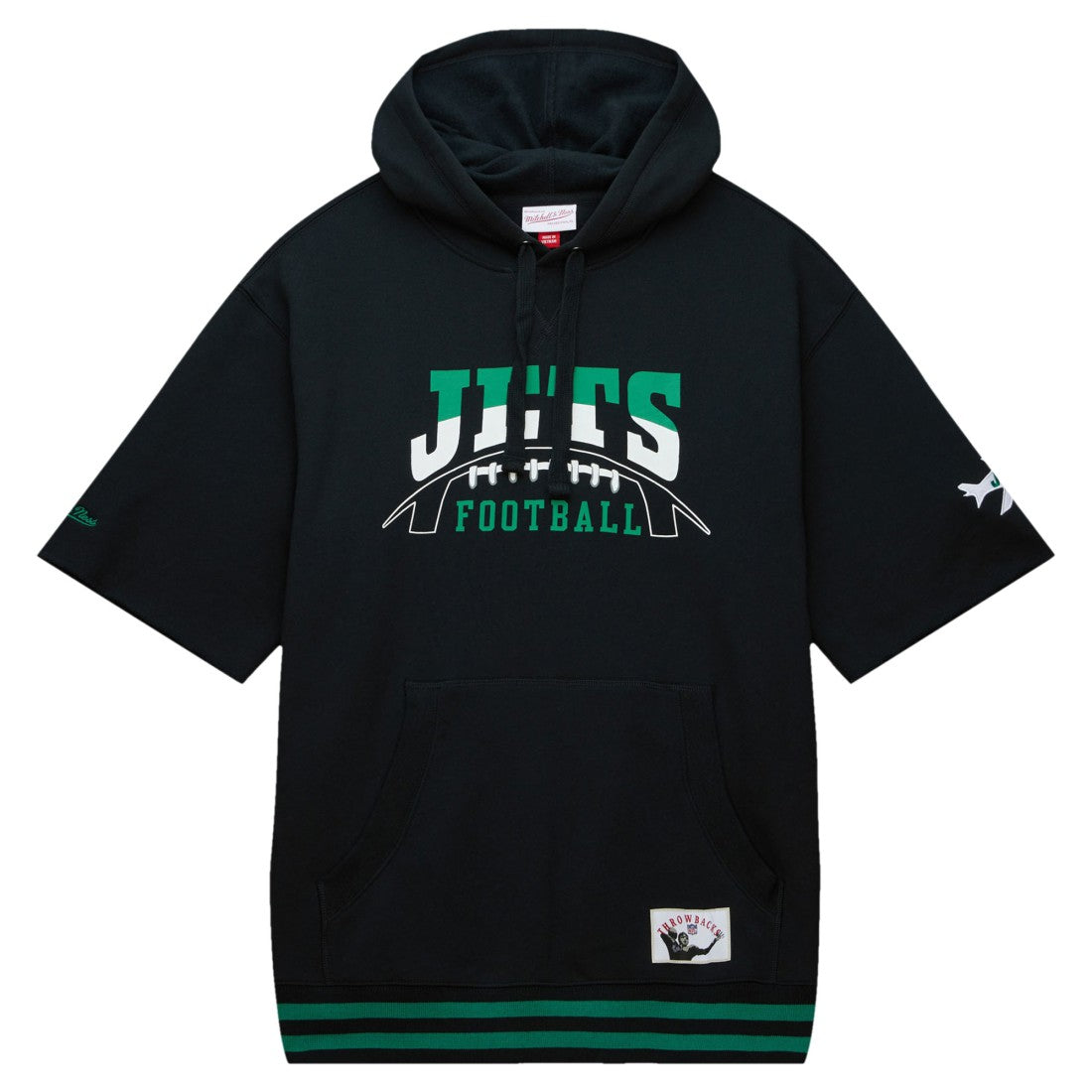 New York Jets Pre-Game Short Sleeve Pullover Hoodie - Black Hoodies
