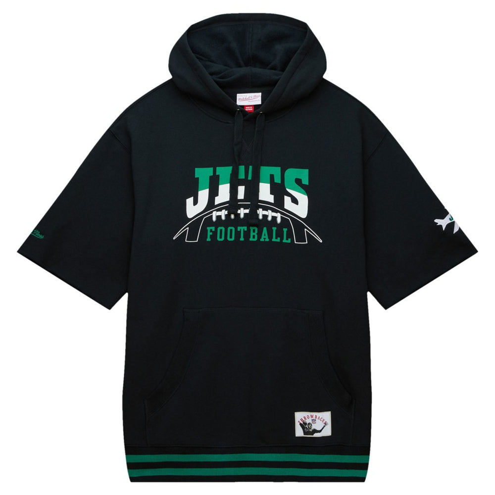 New York Jets Pre-Game Short Sleeve Pullover Hoodie - Black Hoodies