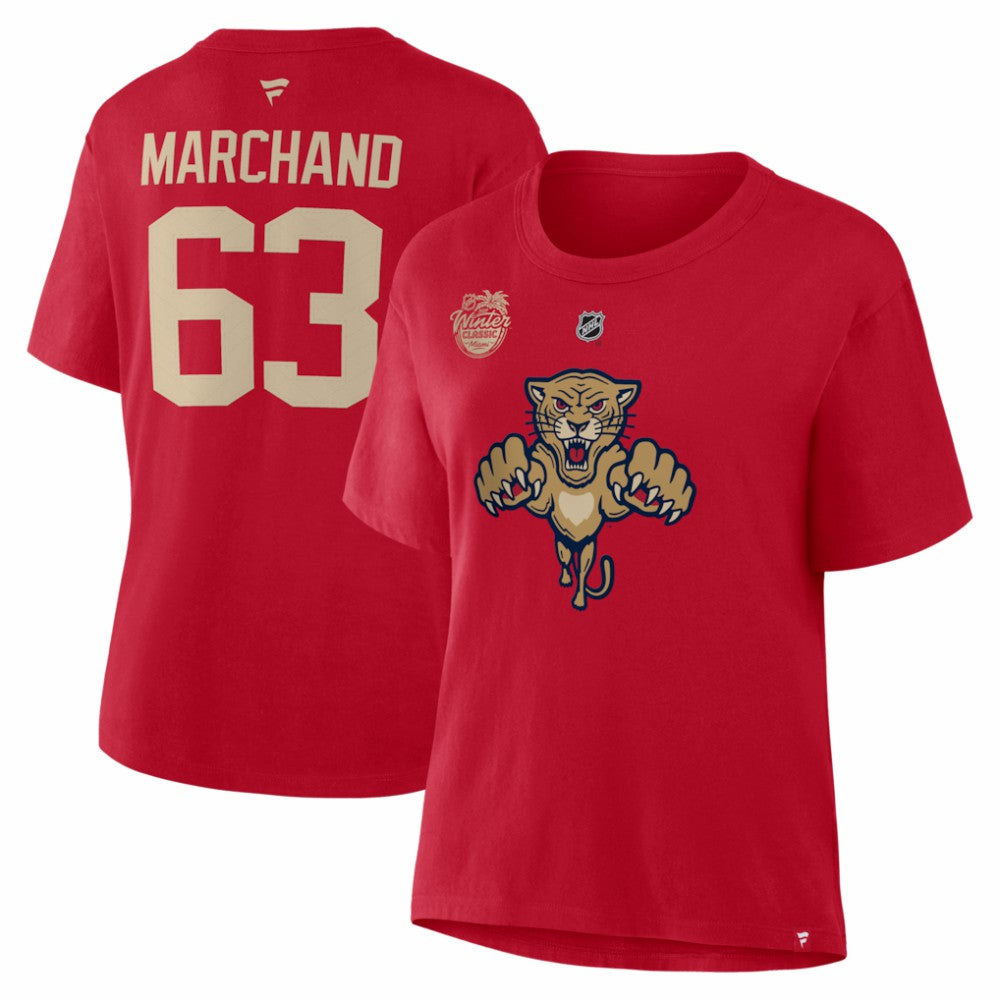 Brad Marchand Florida Panthers Fanatics Women's 2026 NHL Winter Classic Authentic Stack Name & Number T-Shirt - Red | US 2001783618