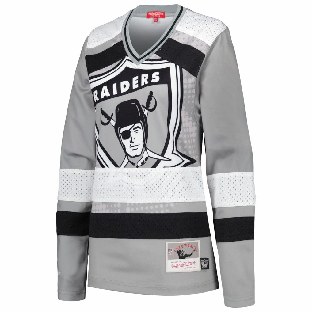 Las Vegas Raiders Women's Big Face 7.0 Long Sleeve Jersey T-Shirt - Silver T-shirts